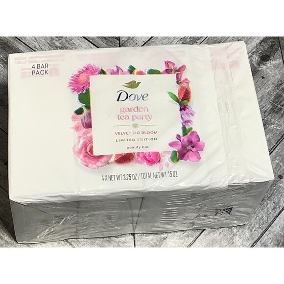 Limited Edition Dove Garden Tea Party Velvet Fig Bloom Beauty Bar Soap 4-Pack - Picture 3 of 4